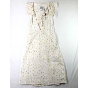 Hello Molly Dress Size 2 Yellow and White Floral Print with Ruffles on Back